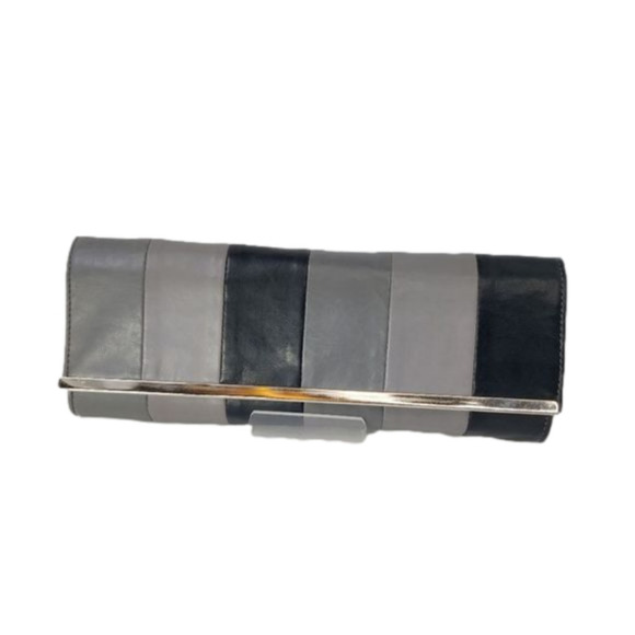 Bonita Handbags - Bonita Clutch Bag Black and Gray Wide Stripe Color Block Wallet